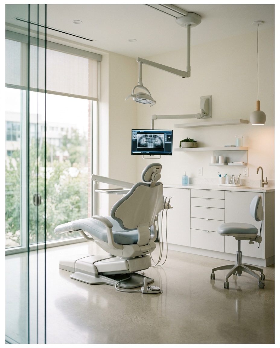 Sala de tratamiento de Dental Studio con luz natural